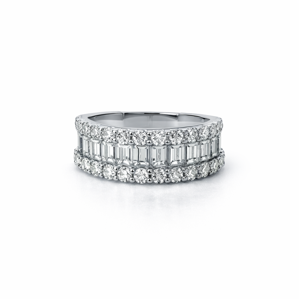 Solitaire Cubic Zirconia Ice Cut American Diamond Silver Plated Adjustable Ring