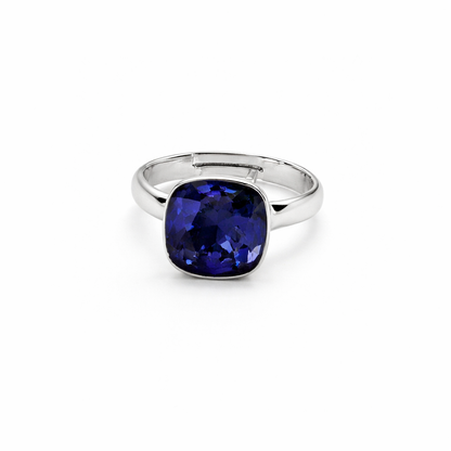 Purple Velvet Swarovski Crystal Silver Plated Adjustable Ring