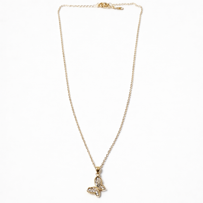 Butterfly Design American Diamond Gold Plated Anti-Tarnish Necklace