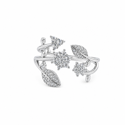 Solitaire Cubic Zirconia American Diamond Silver Plated Adjustable Ring