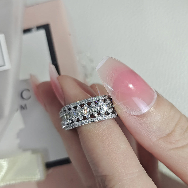 Solitaire Inspired CZ Silver-Plated Adjustable Ring