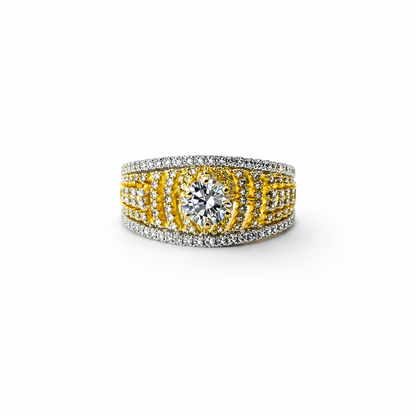 Solitaire Cubic Zirconia American Diamond Gold/Silver Plated Adjustable Ring