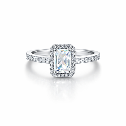 Solitaire Cubic Zirconia American Diamond Silver Plated Adjustable Ring