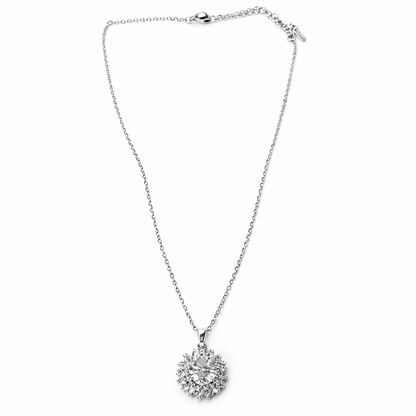 Solitaire American Diamond Silver Plated Anti-Tarnish Necklace