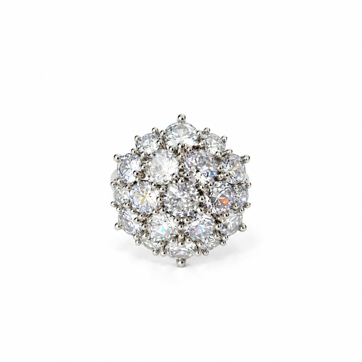 Solitaire Cubic Zirconia Ice Cut American Diamond Silver Plated Adjustable Ring