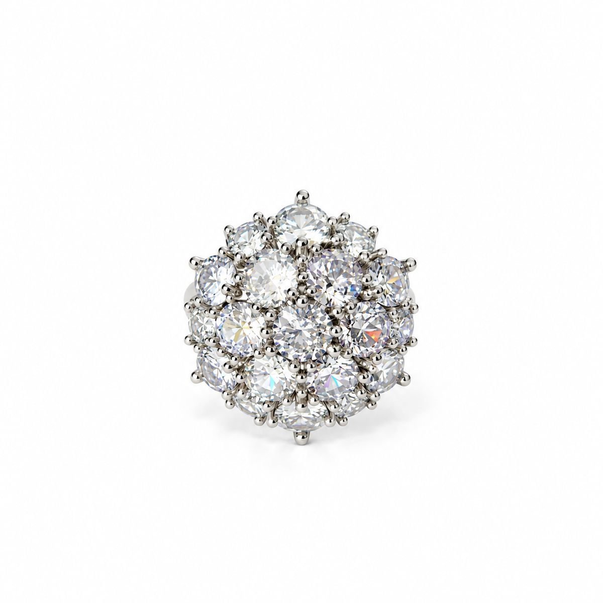 Solitaire Cubic Zirconia Ice Cut American Diamond Silver Plated Adjustable Ring