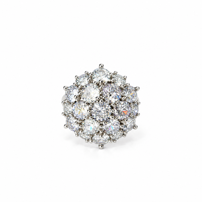Solitaire Cubic Zirconia Ice Cut American Diamond Silver Plated Adjustable Ring