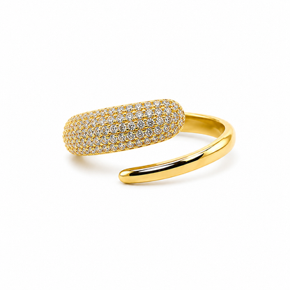Solitaire Cubic Zirconia American Diamond Gold Plated Adjustable Ring