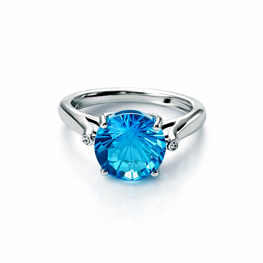 Aqua Blue Sapphire Cubic Zirconia American Diamond Silver Plated Pendant Set Combo