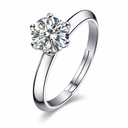 Solitaire Cubic Zirconia Ice Cut American Diamond Silver Plated Adjustable Ring