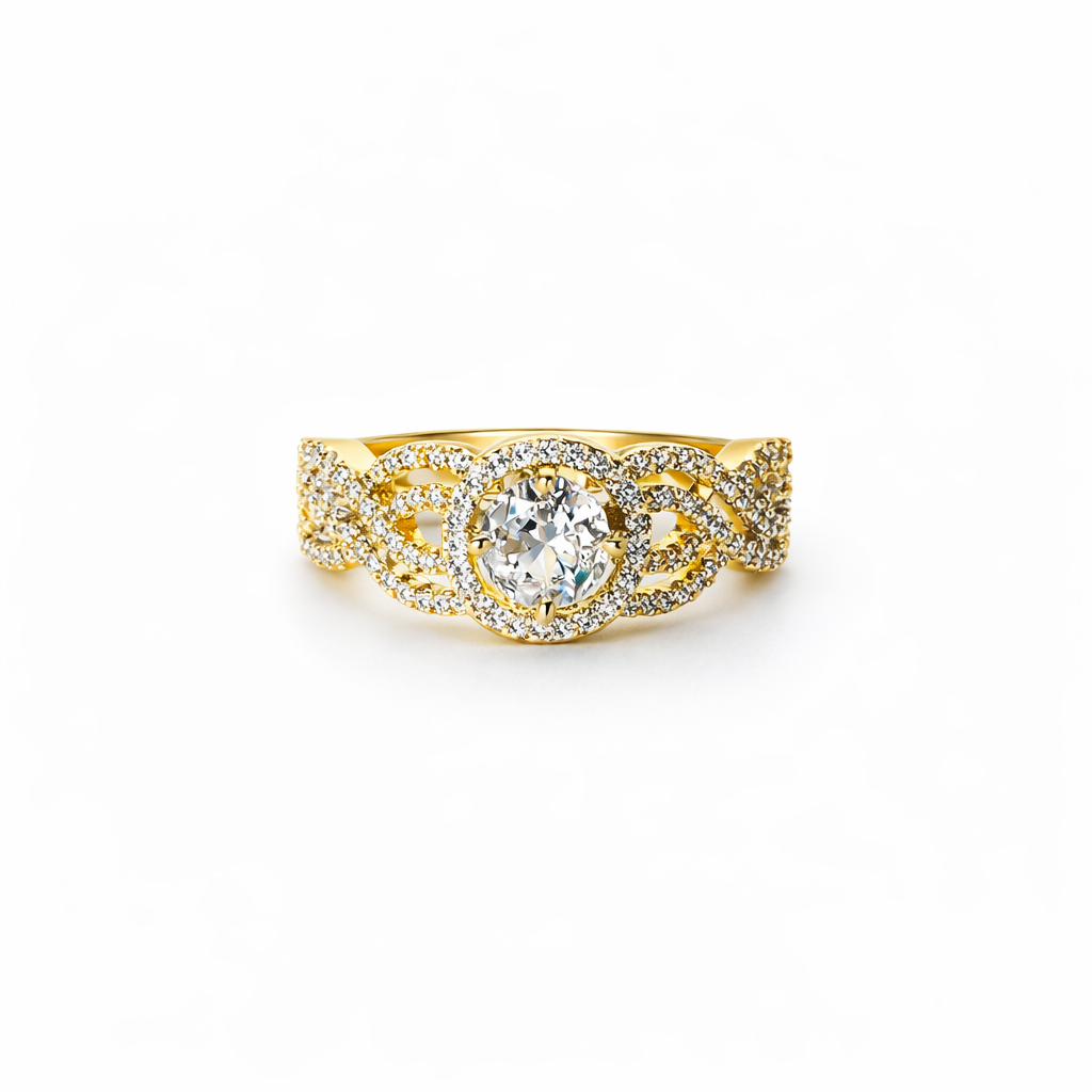 Solitaire Cubic Zirconia American Diamond Gold/Silver Plated Adjustable Ring