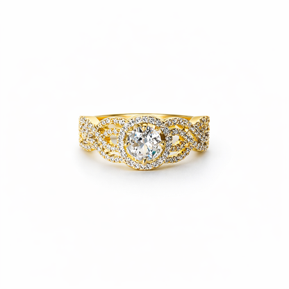 Solitaire Cubic Zirconia American Diamond Gold/Silver Plated Adjustable Ring