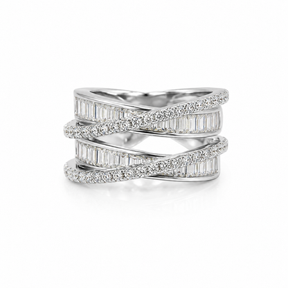 Solitaire Cubic Zirconia American Diamond Silver Plated Adjustable Ring