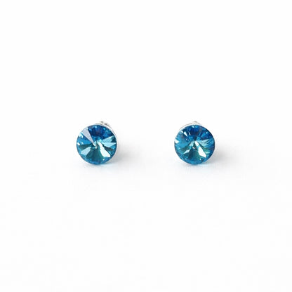 Aquamarine Swarovski Crystal Silver Plated Stud Earrings