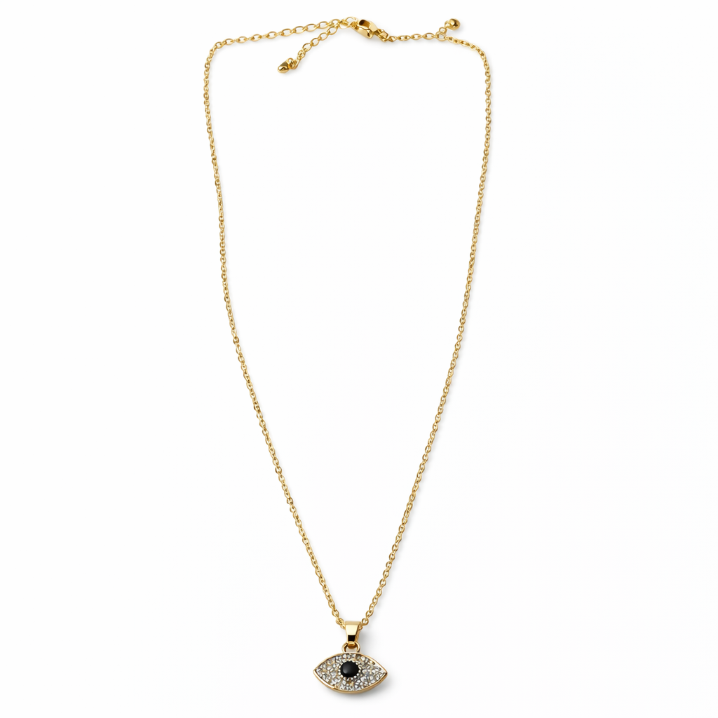 Evil Eye Design American Diamond Gold Plated Anti-Tarnish Necklace