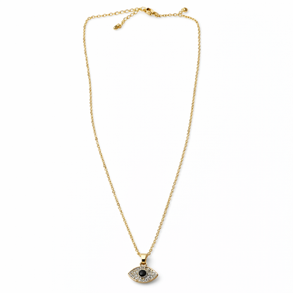 Evil Eye Design American Diamond Gold Plated Anti-Tarnish Necklace