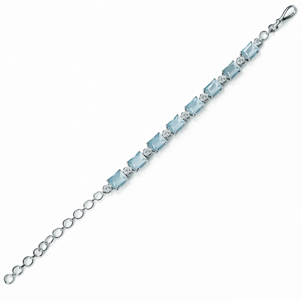 Grey Cubic Zirconia American Diamond Silver Plated Bracelet