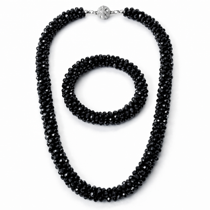 Black Beads With Magnetic Lock American Diamond Western Necklace