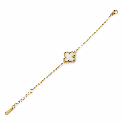 White Flower Design Gold Plated Bracelet