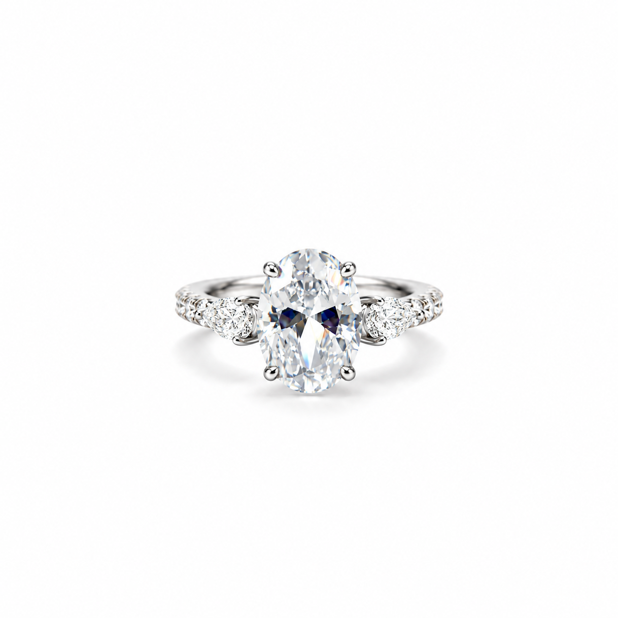 Solitaire Cubic Zirconia Ice Cut American Diamond Silver Plated Adjustable Ring