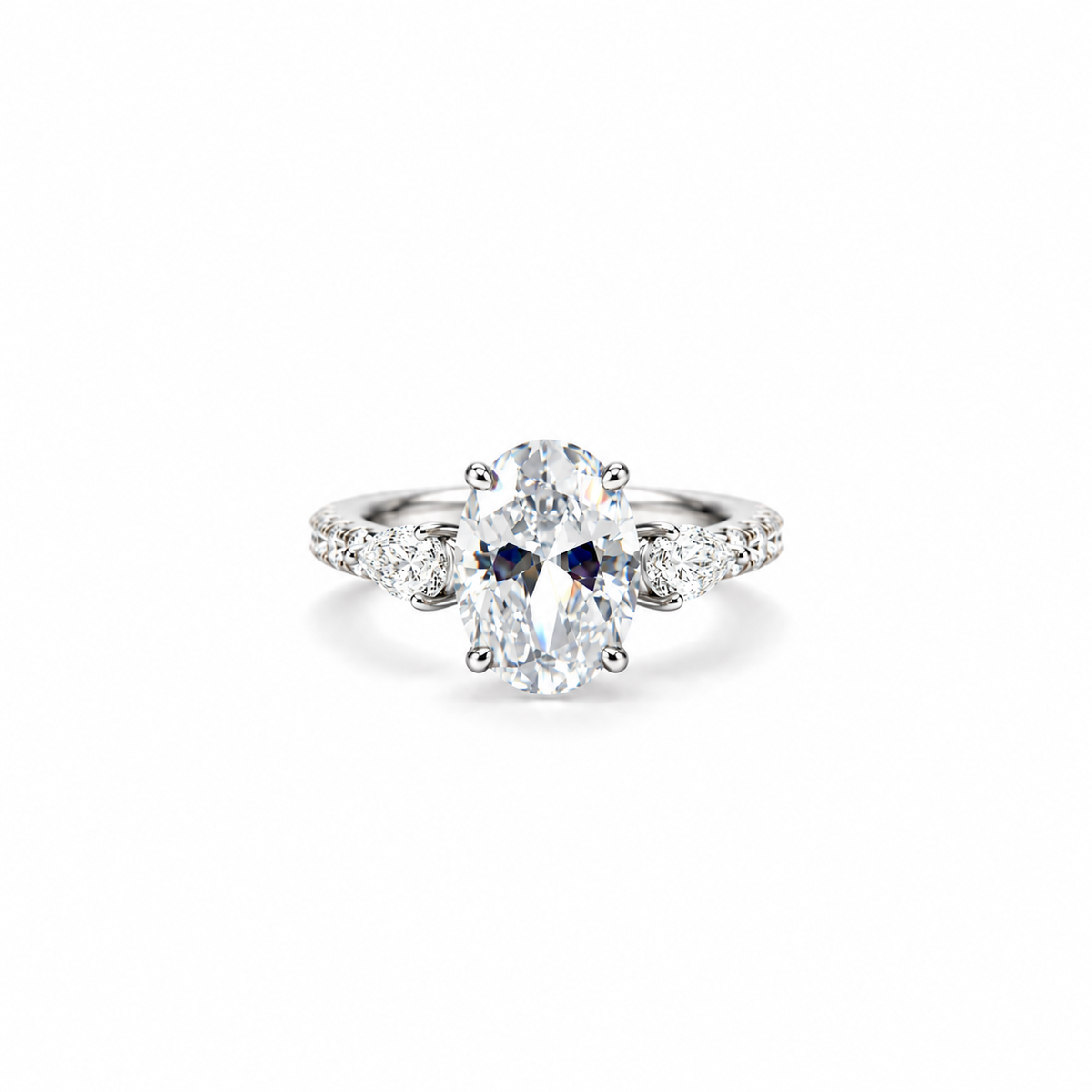 Solitaire Cubic Zirconia Ice Cut American Diamond Silver Plated Adjustable Ring