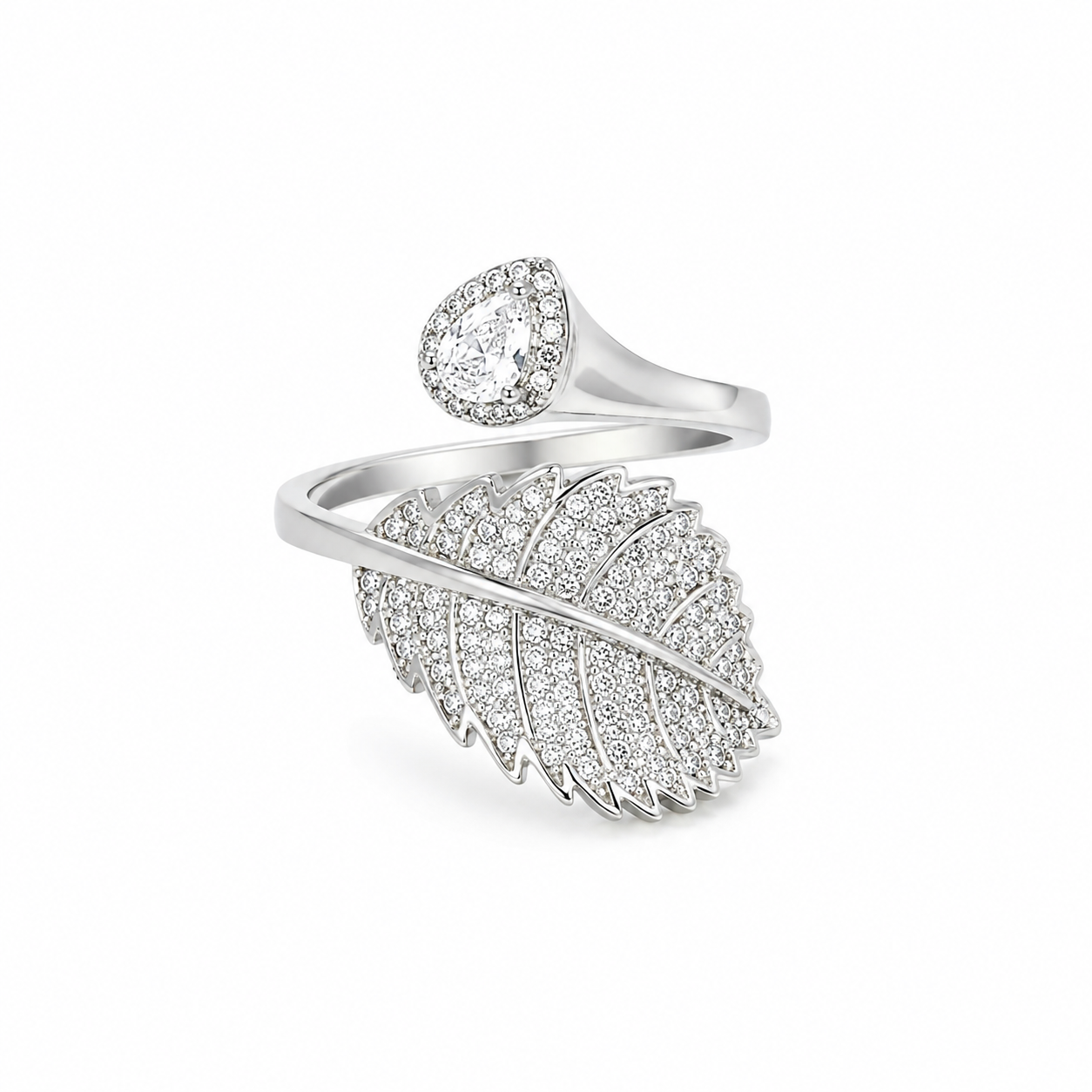 Solitaire Cubic Zirconia American Diamond Silver Plated Adjustable Ring