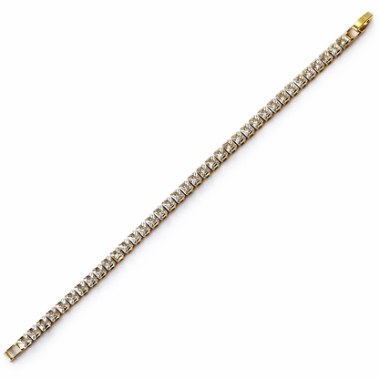 Solitaire Cubic Zirconia American Diamond Gold Plated Tennis Bracelet
