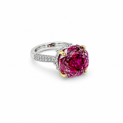 Fuchsia White Pink Topaz Cubic Zirconia Ice Cut American Diamond Gold/Silver Plated Adjustable Ring
