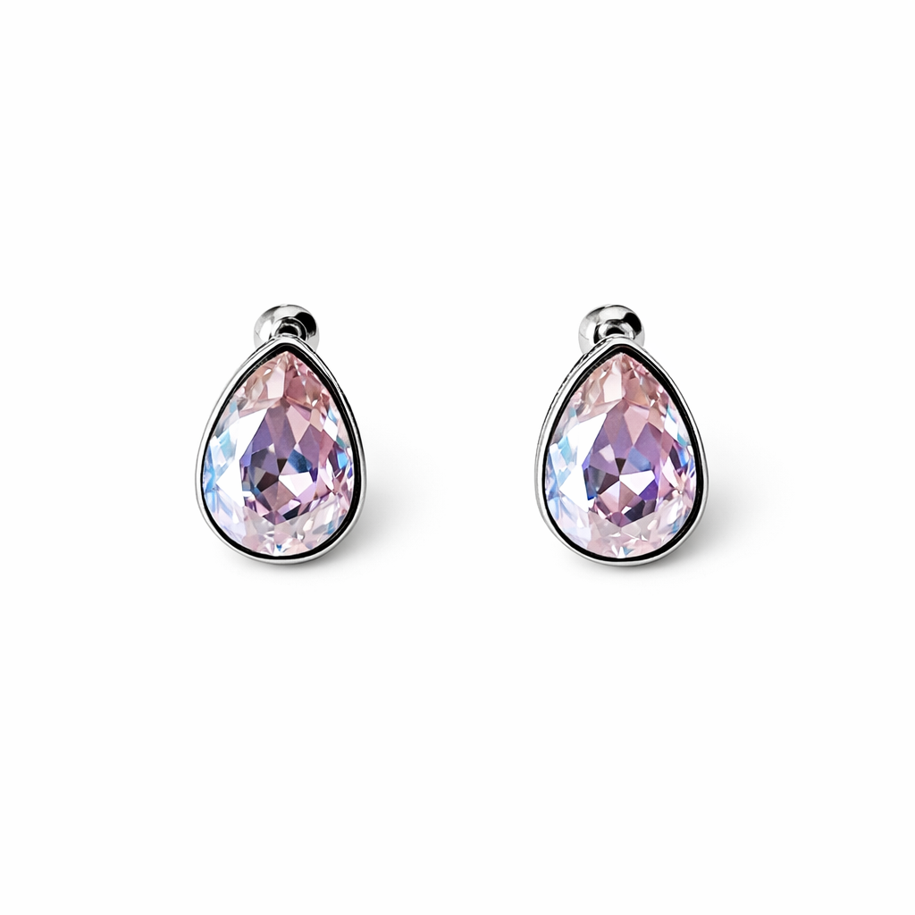 Rose Water Opal Swarovski Crystal Silver Plated Stud Earrings