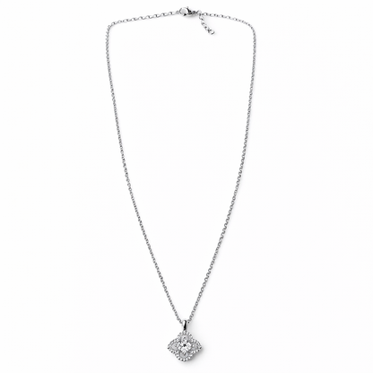 Flower Design American Diamond Silver Plated Anti-Tarnish Necklace