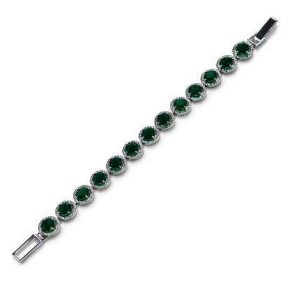 Green Emerald Cubic Zirconia American Diamond Silver Plated Bracelet