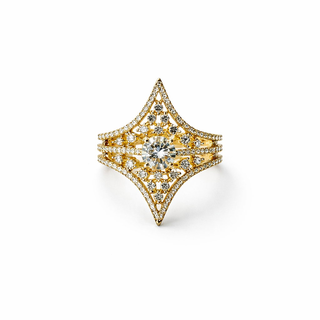 Solitaire Cubic Zirconia American Diamond Gold/Silver Plated Adjustable Ring