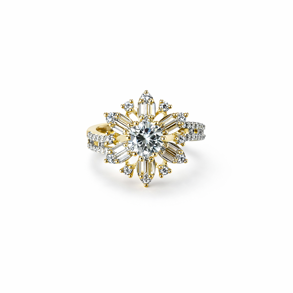 Solitaire Cubic Zirconia American Diamond Gold/Silver- Adjustable Ring