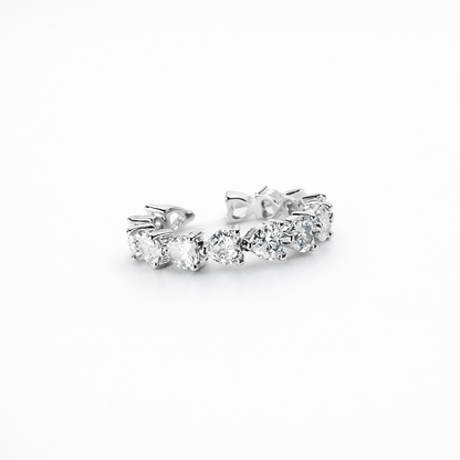 Solitaire Cubic Zirconia Ice Cut American Diamond Silver Plated Adjustable Ring