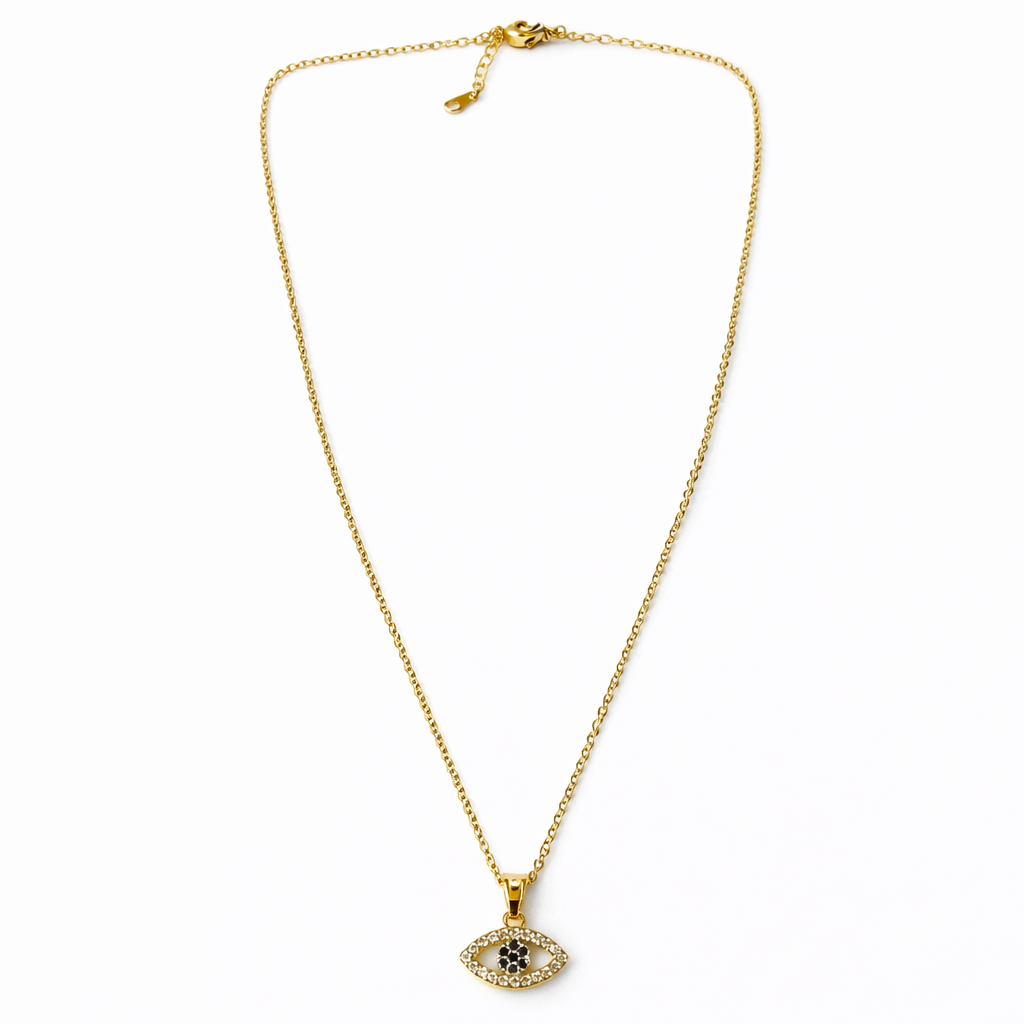 Evil Eye Design American Diamond Gold Plated Anti-Tarnish Necklace