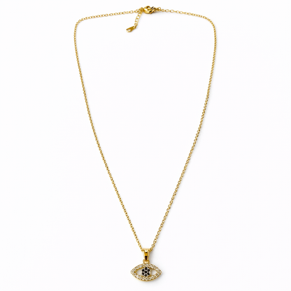 Evil Eye Design American Diamond Gold Plated Anti-Tarnish Necklace