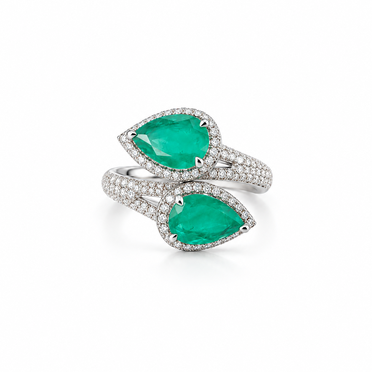 Sea Green Topaz Doublet Stone Zirconia Ice Cut American Diamond Silver Plated Adjustable Ring