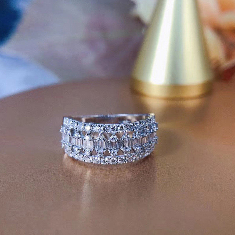 Solitaire Inspired CZ Silver-Plated Adjustable Ring