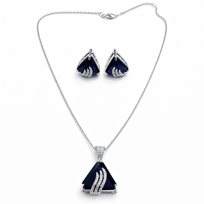 Purple Amethyst Cubic Zirconia American Diamond Silver Plated Necklace Set