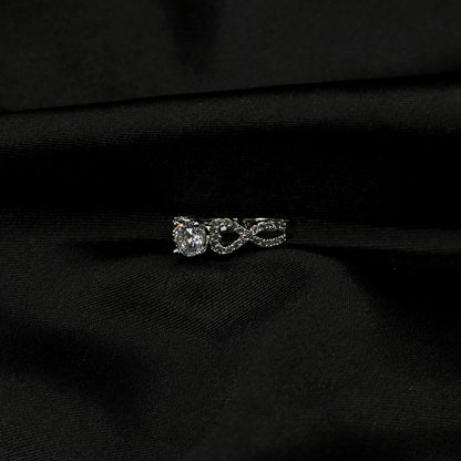 American Diamond Silver Plated Adjustable Ring
