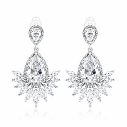 Solitaire Cubic Zirconia Ice Cut American Diamond Silver Plated Earrings