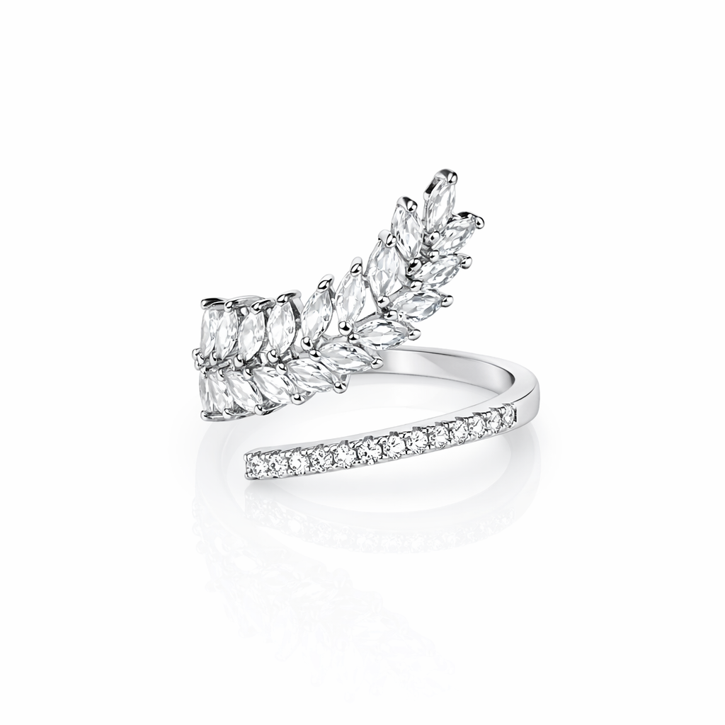 Solitaire Cubic Zirconia Ice Cut American Diamond Silver Plated Adjustable Ring