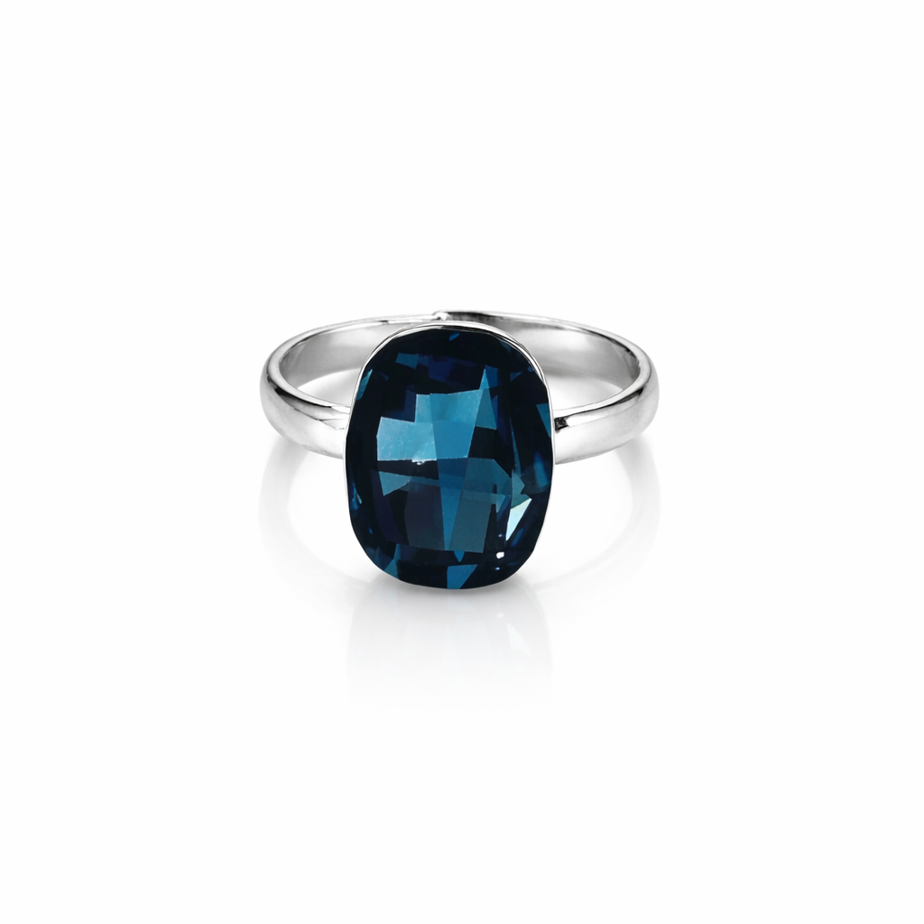 Blue Montana Swarovski Crystal Silver Plated Adjustable Ring