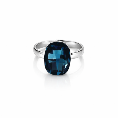 Blue Montana Swarovski Crystal Silver Plated Adjustable Ring