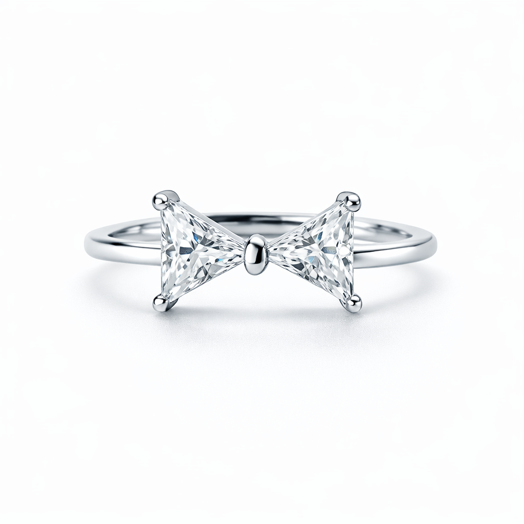 Solitaire Cubic Zirconia American Diamond Silver Plated Adjustable Ring