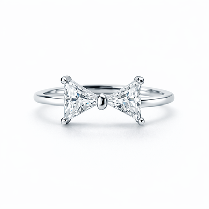 Solitaire Cubic Zirconia American Diamond Silver Plated Adjustable Ring