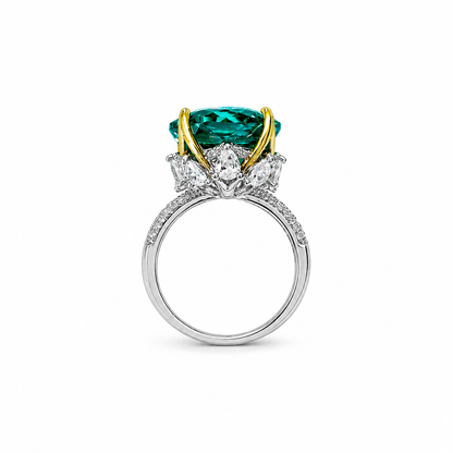 Sea Green Topaz Cubic Zirconia Ice Cut American Diamond Gold/Silver Plated Adjustable Ring