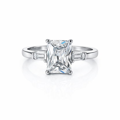 Solitaire Cubic Zirconia Ice Cut American Diamond Silver Plated Adjustable Ring