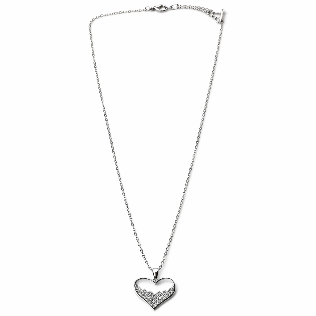 Heart Design American Diamond Silver Plated Anti-Tarnish Necklace
