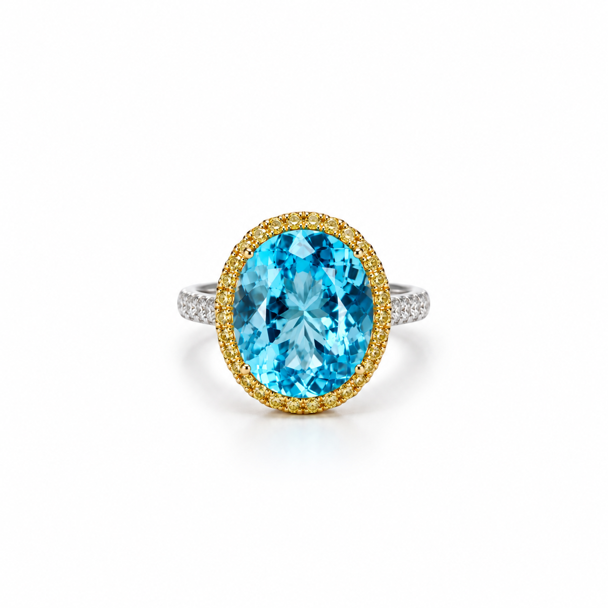 Aqua Blue Cubic Zirconia Ice Cut American Diamond Gold/Silver Plated Adjustable Ring